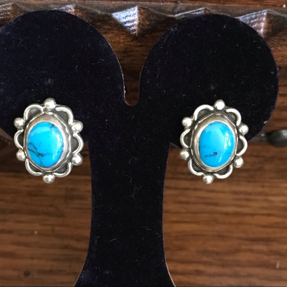 VINTAGE TAXCO STERLING AND TURQUOISE EARRINGS🤑